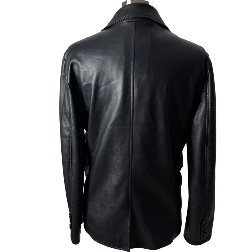 Urban Outfitters Lexi Oversized‎ Faux Leather Blazer Black Jacket Womens Small